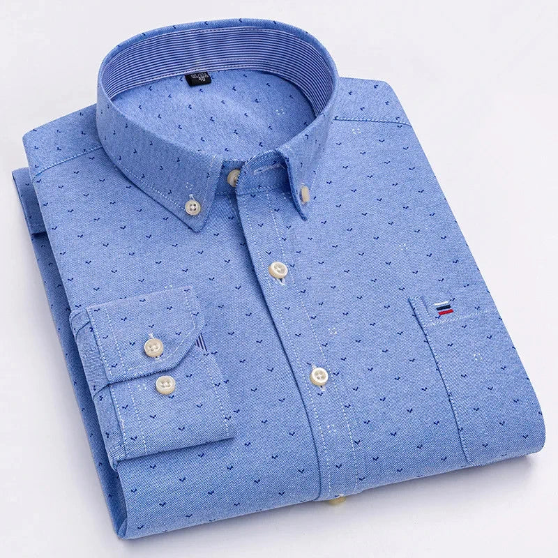 Chemise Homme Oxford Coton Manches Longues Carreaux Couleur Unie Business Casual Respirante Confortable Grande Taille 6XL 7XL Printemps Automne – Chemise Business Premium Toutes Saisons | Mode Homme Premium