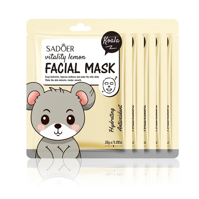 Masques Visage Fruits Frais SADOER – Lot de 5 | Hydratation, Éclat & Apaisement | Soin Peau Quotidien