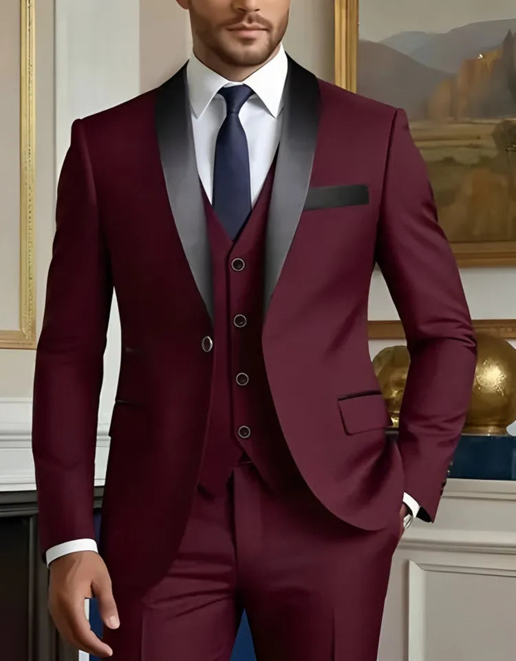 Costume Homme Slim Fit Noir – Ensemble Tuxedo Élégant Mariage & Cérémonie | Mode Homme Premium