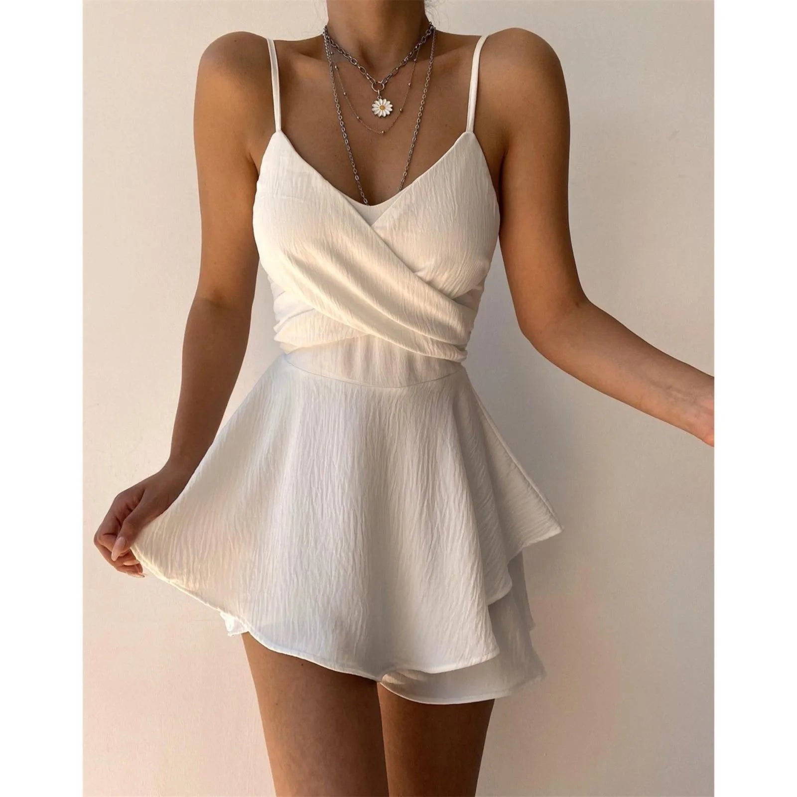 Robe Été Femme Grande Taille Bretelles Sexy – Couleur Unie Vintage Casual | Plage & Sorties