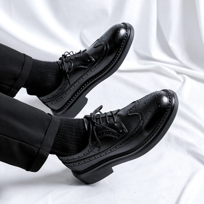 Brogues Oxfords Patent Leather Homme – Lacets Formal Noir Mariage Fête Dress Shoes