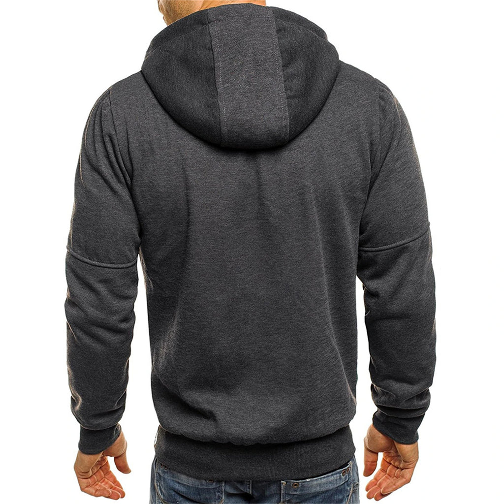Hoodie Zippé Homme Couleur Unie – Veste Sport Casual Confortable Manches Longues Printemps Automne | Mode Homme Premium