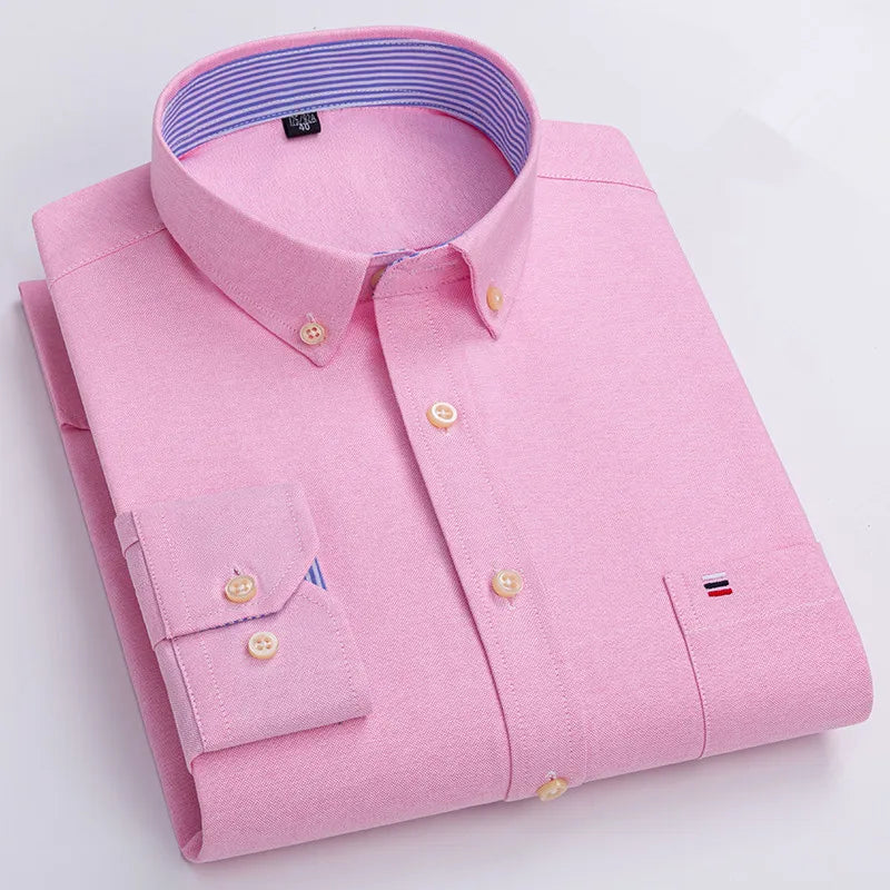 Chemise Homme 100% Coton Manches Longues Carreaux Oxford Casual Business Grande Taille 5XL 6XL 7XL | Chemise Oxford Premium