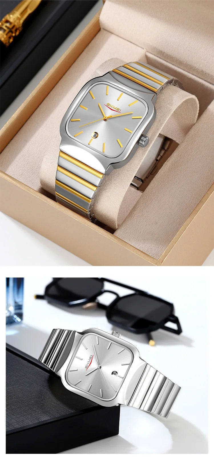 Montre Unisexe SKMEI Luxe Quartz Bracelet Acier – Analogique Date Étanche Fashion