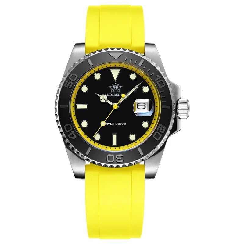 Montre Homme ADDIESDIVE AD2040 Quartz Plongée 41mm – Super Lumineuse 200M Caoutchouc Calendrier