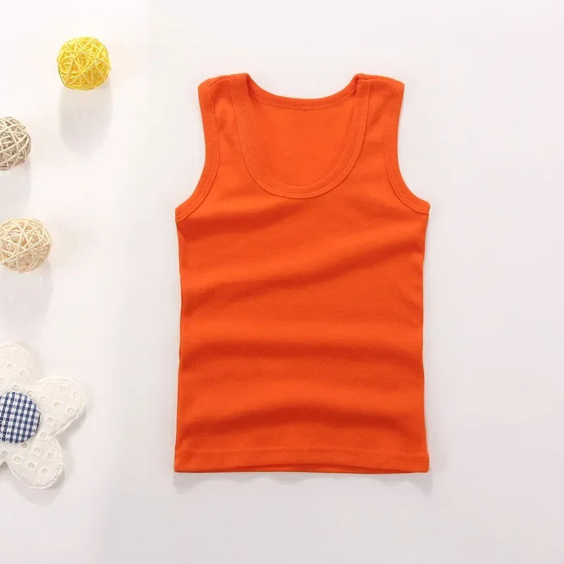 Débardeur Enfant Coton Couleur Unie – T-Shirt Sans Manches Sport Été Garçon Fille Casual