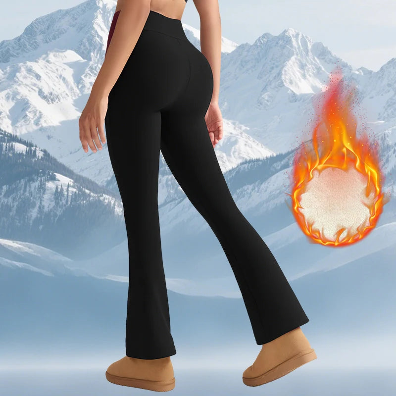 Damen High Waist Flare Leggings mit Fleecefutter – Warme, figurformende Thermostrumpfhose | Winter Komfort