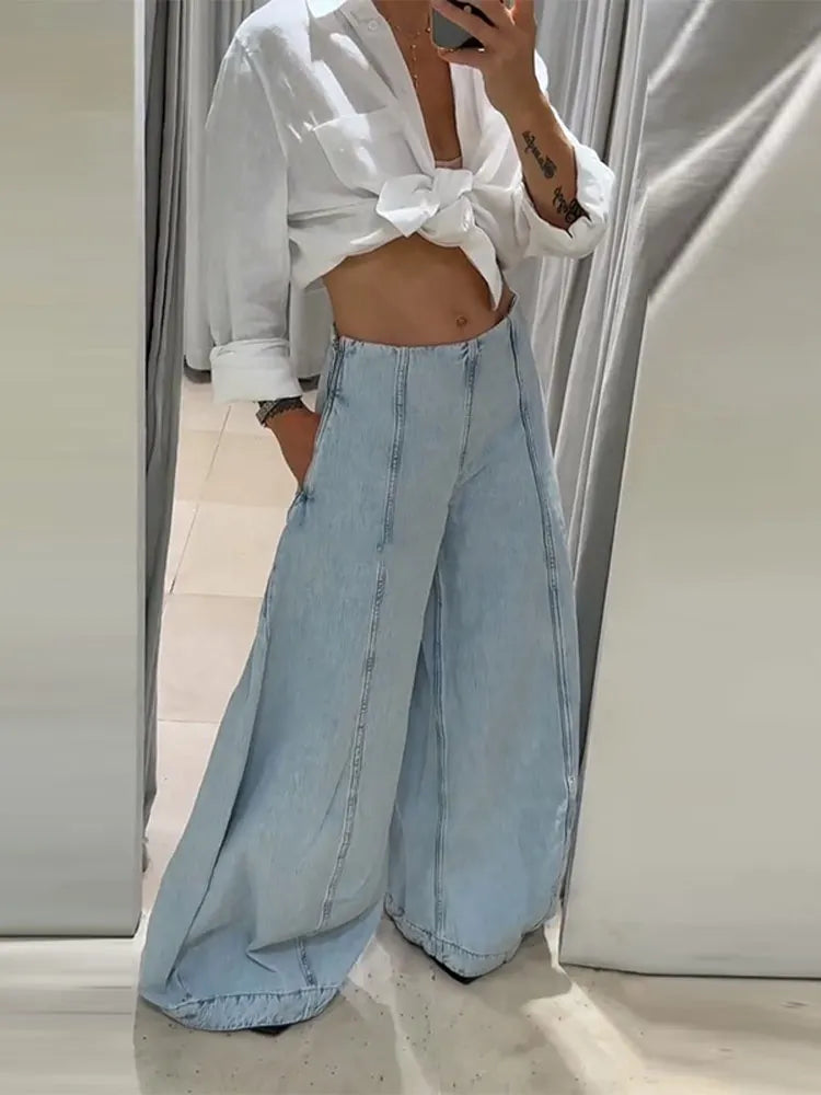 Jean Large Femme Y2K Oversize Taille Haute Baggy Jambe Large Denim – Pantalon Streetwear Chic Tendance | Mode 2025