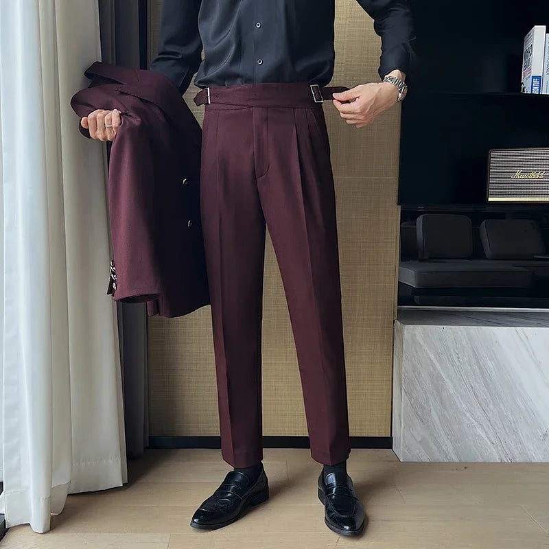 Pantalon Costume Naples Gurkha Slim Fit 2025 – Chino Taille Haute Mariage Fête Casual