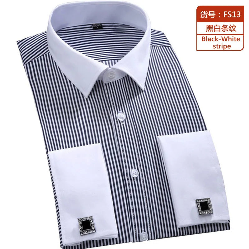 Chemise Homme Classique Poignets Français Manches Longues Coupe Standard – Formelle Business Mariage Bureau Blanche Élégante | Mode Homme Premium