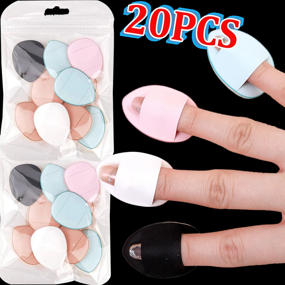 Lot 20 Mini Puffs Coussin d’Air Doigt – Éponge Maquillage Professionnelle | Fond de Teint, Correcteur & Anti-Cernes | Sec & Humide