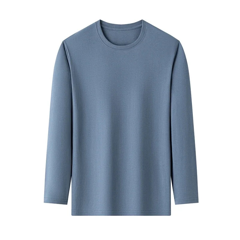 T-Shirt Homme Couleur Unie Col Rond Manches Longues Coton – Respirant Confortable Casual Été Multicolore | Mode Homme Essentiel