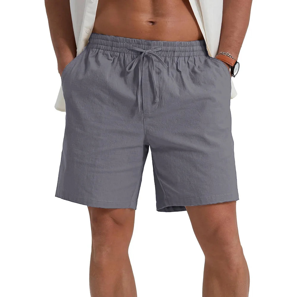 Short Homme Coton Lin Léger Respirant Casual Été Style Simple Quotidien Confortable Frais Intemporel – Short Premium Coton Lin Été | Mode Homme Casual Été Premium