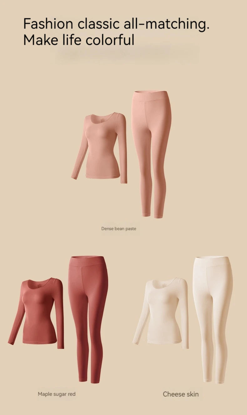 Set Sous-Vêtements Thermiques Femme - Ultra-Fins & Invisibles Automne Hiver