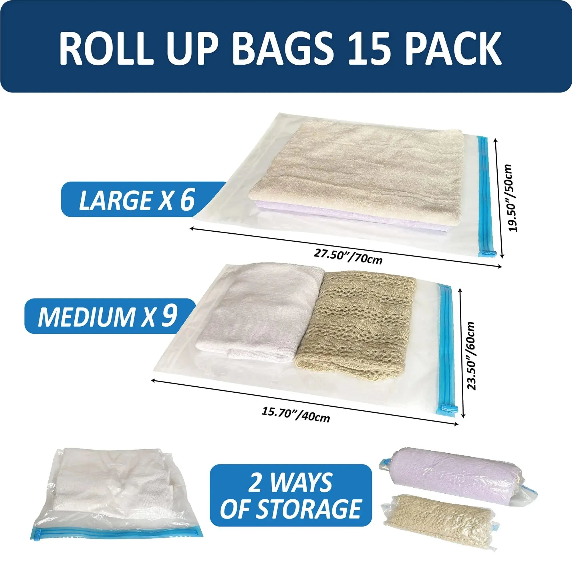 Sacs de Rangement Compressibles Roll-Up – Organisateur Valise Voyage Croisière Maison