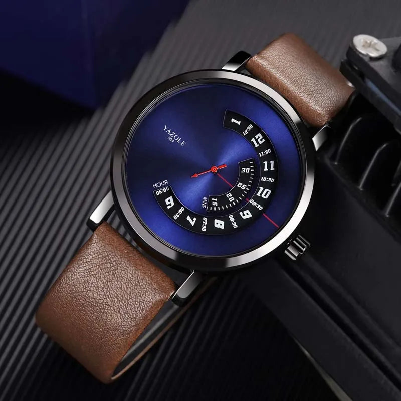 Montre Homme YAZOLE Quartz Bracelet PU Casual Unique – Étanche Fashion Tendance 2025