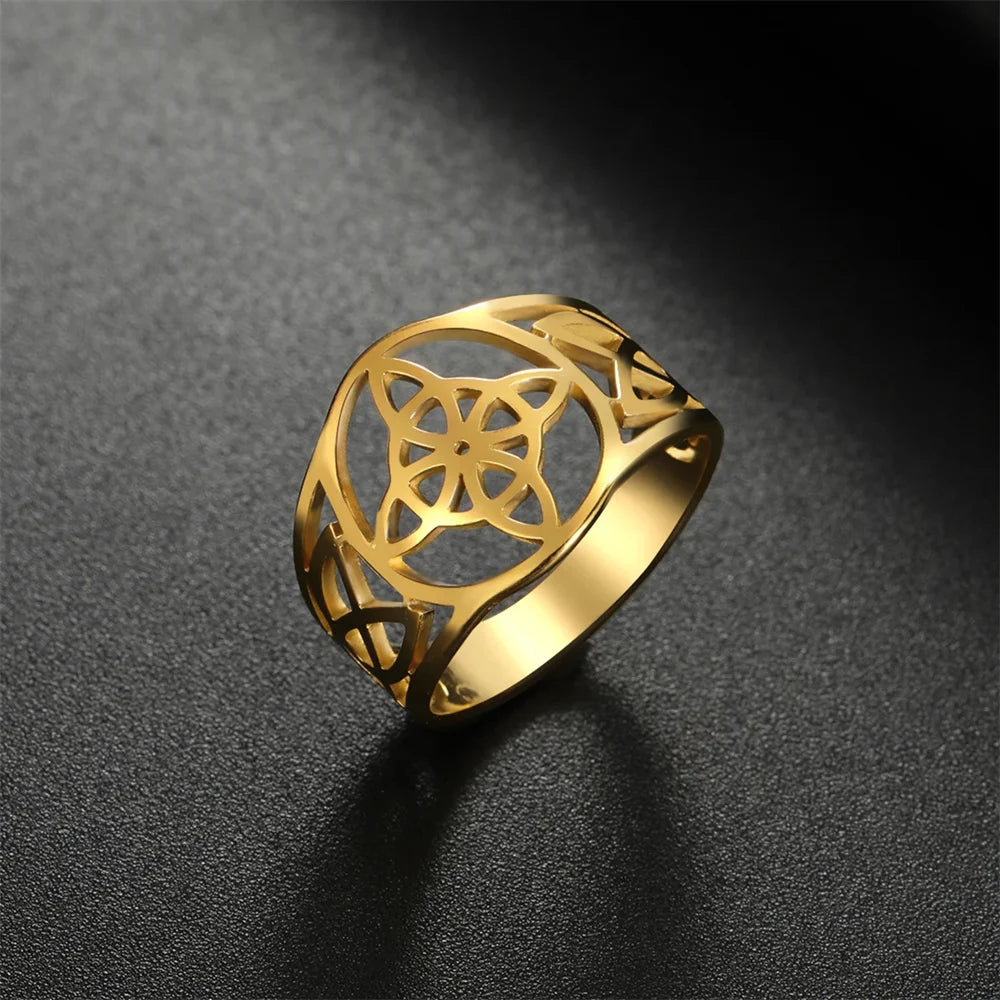 Bague Nœud Celtique Acier Inoxydable — Amulette Protection Wicca Couple