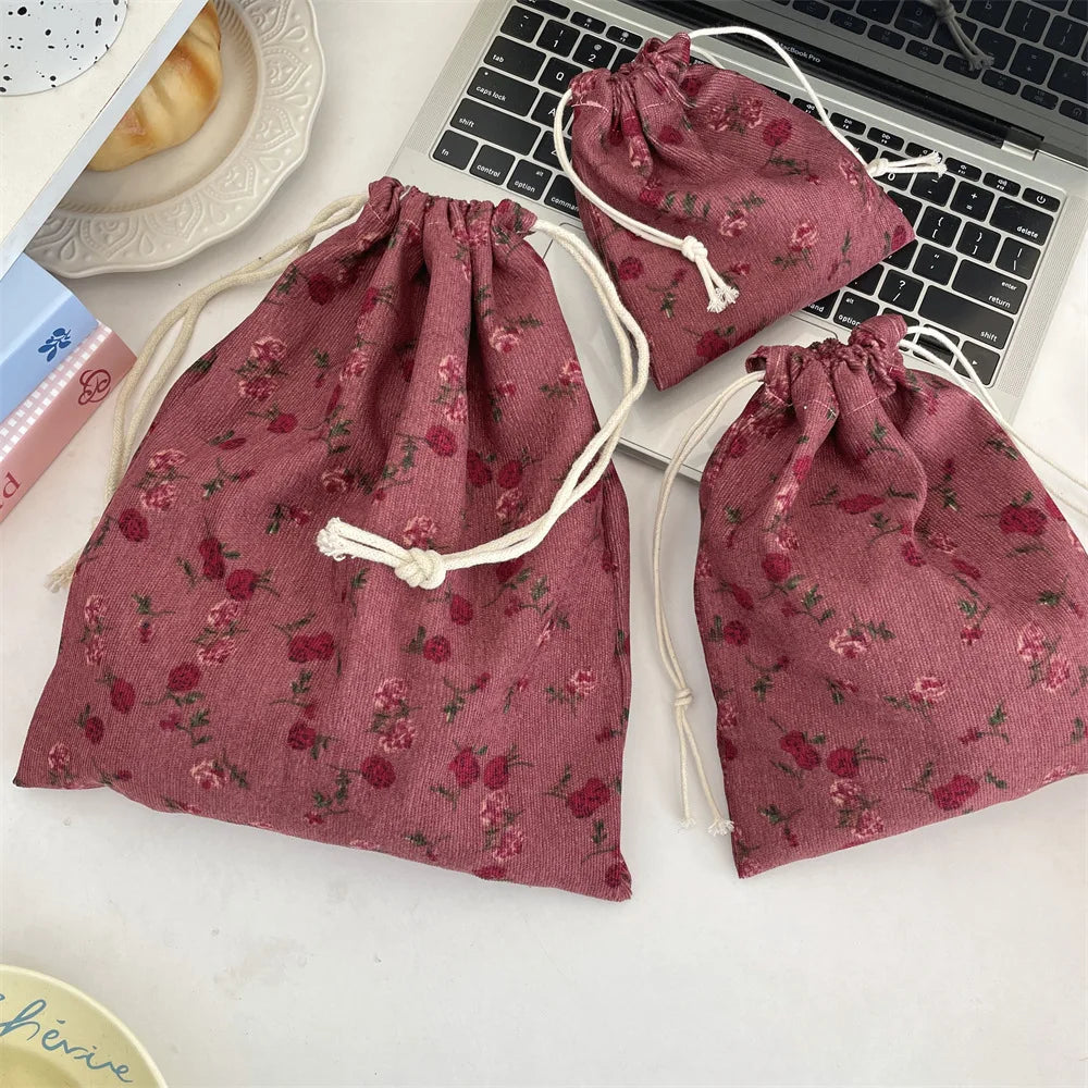 Trousse Maquillage Kawaii Florale - Pochette Cosmétiques & Voyage Cordon