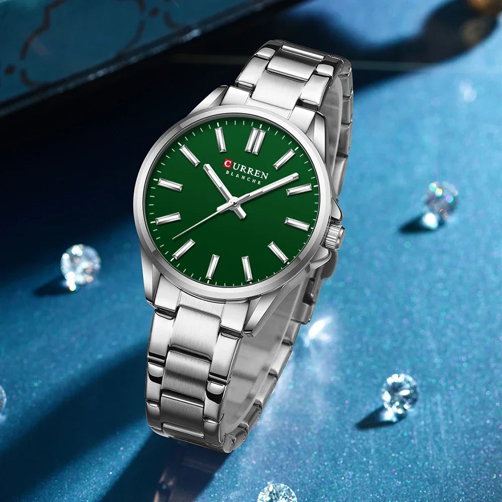 Montre Femme CURREN Fashion Casual Quartz – Acier Inoxydable Cadran Rond Simple Élégante