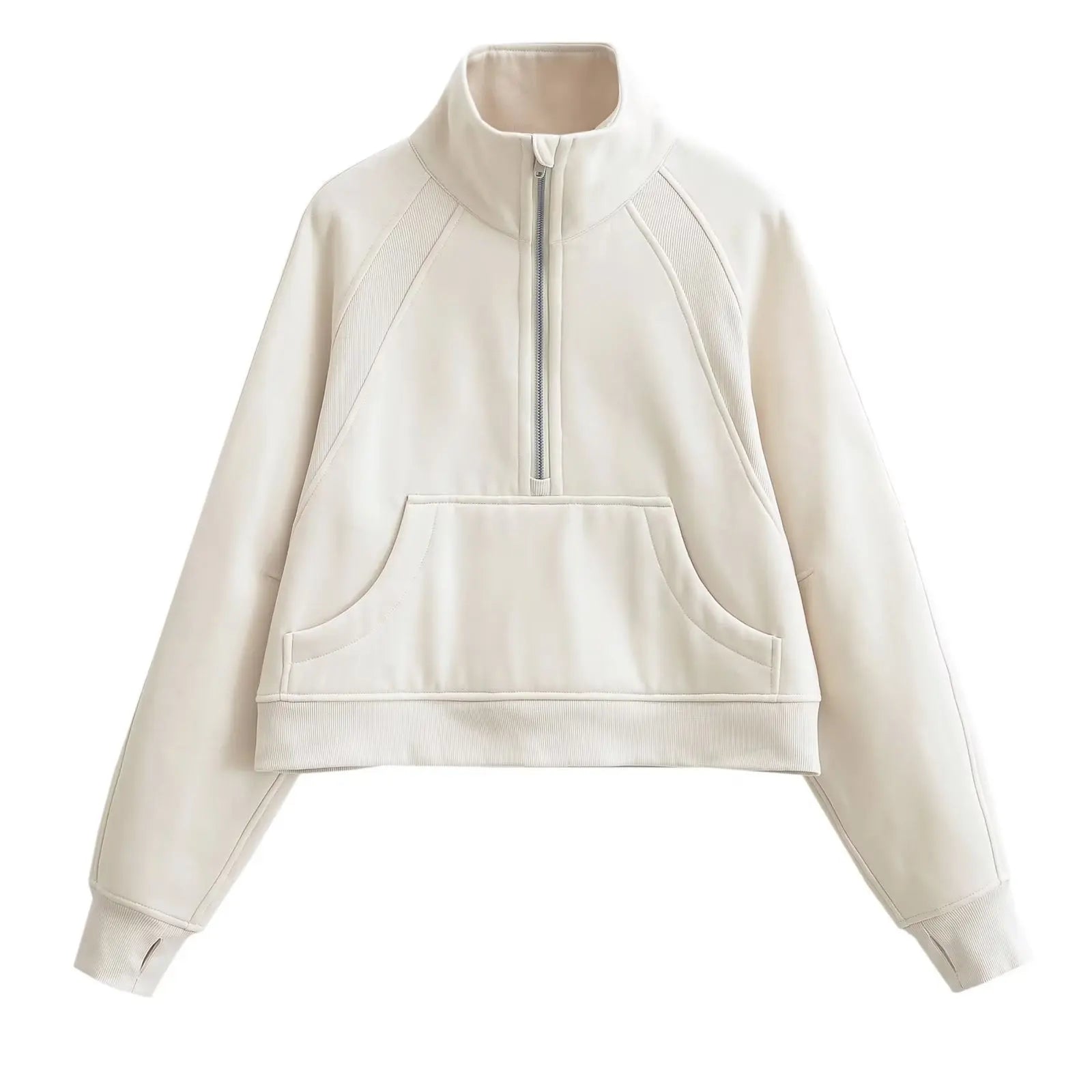 Sweat Femme Oversize Zip Polaire – Hoodie Streetwear Chaud Casual Rose Blanc