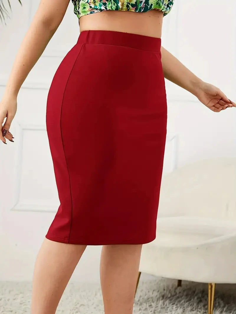 Jupe Femme Grande Taille Slim Unie Taille Haute Fendue Casual – Jupe Élégante Confortable Été Curvy | Mode Inclusive 2026
