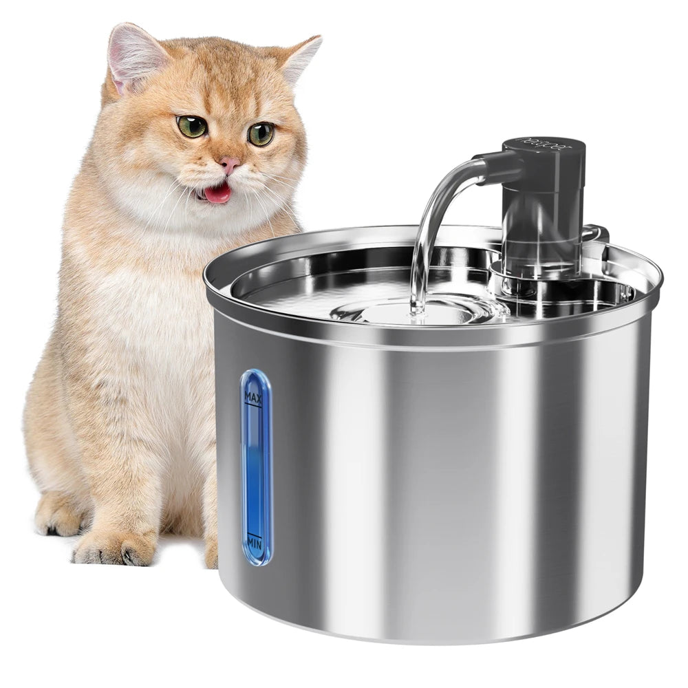Newpet Fontaine à Eau Chat & Chien 3L – Inox Automatique Ultra Silencieuse | Distributeur avec Filtre
