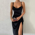 Robe Maxi Velours Sans Manches Fente Sexy - Style Y2K Élégant Soirée & Streetwear Femme