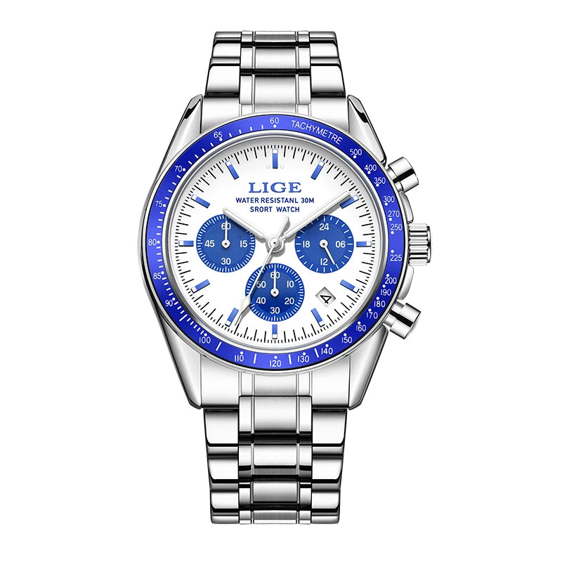 Montre Homme LIGE Luxe Fashion Quartz – Acier Inoxydable Lumineux Étanche Tendance
