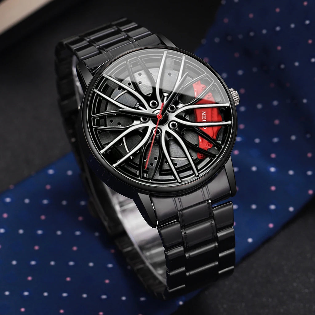 Montre Homme Sport Roue 3D Auto – Bracelet Acier Inoxydable Business Fashion