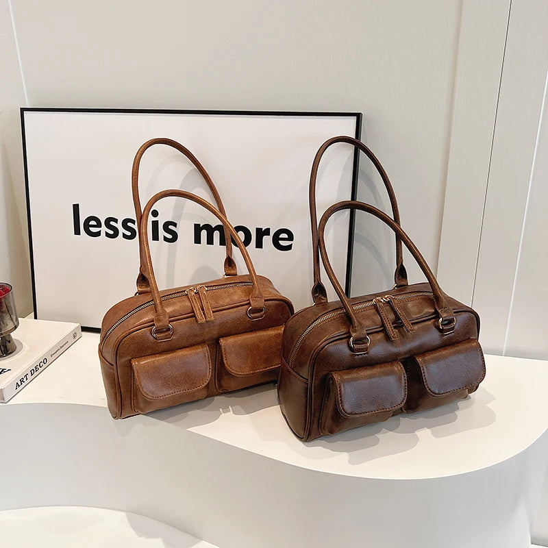 Mini Sac Épaule Double Poche Femme – Sac Aisselle Tendance 2025 Designer Luxe Purse