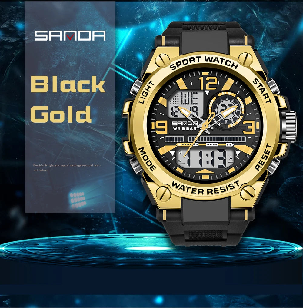 Montre Homme SANDA 6024 Militaire Sport Luxe Quartz 5ATM Étanche – Robuste & Fashion