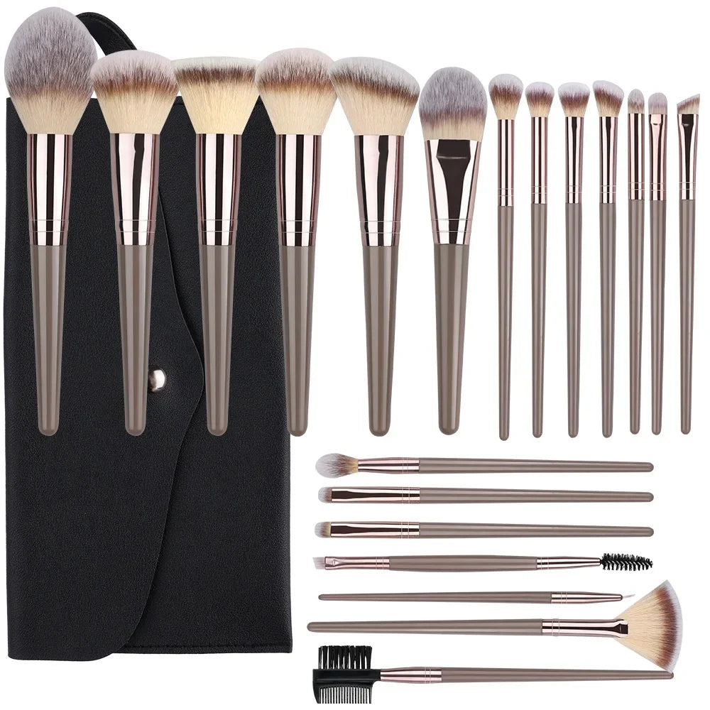 Set Pinceaux Maquillage Professionnel 1 à 20 Pcs – Blush, Highlighter, Fond de Teint & Fard | Ultra-Doux Femme