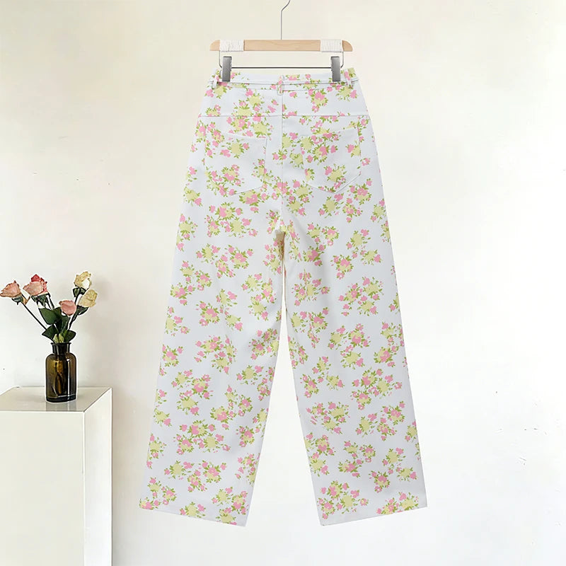Ensemble 2 Pièces Imprimé Élégant - Gilet Sans Manches À Volants & Pantalon Large | Printemps Été 2026