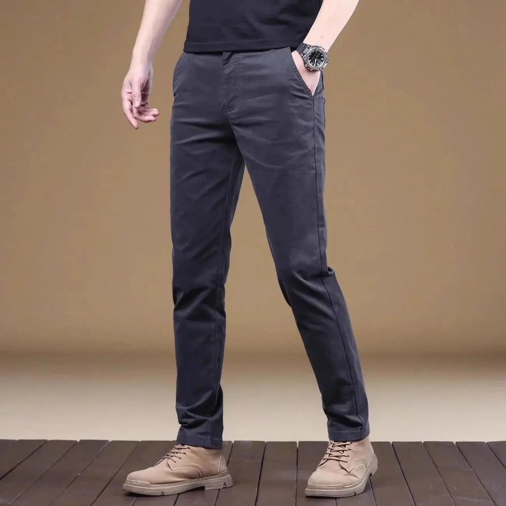 Pantalon Homme Coton Léger Été – Slim Droit Élastique Business Casual Polyvalent | Mode Homme Premium