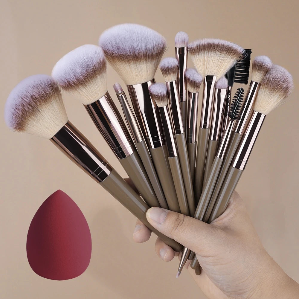 Set Pinceaux Maquillage Professionnel 1 à 20 Pcs – Blush, Highlighter, Fond de Teint & Fard | Ultra-Doux Femme