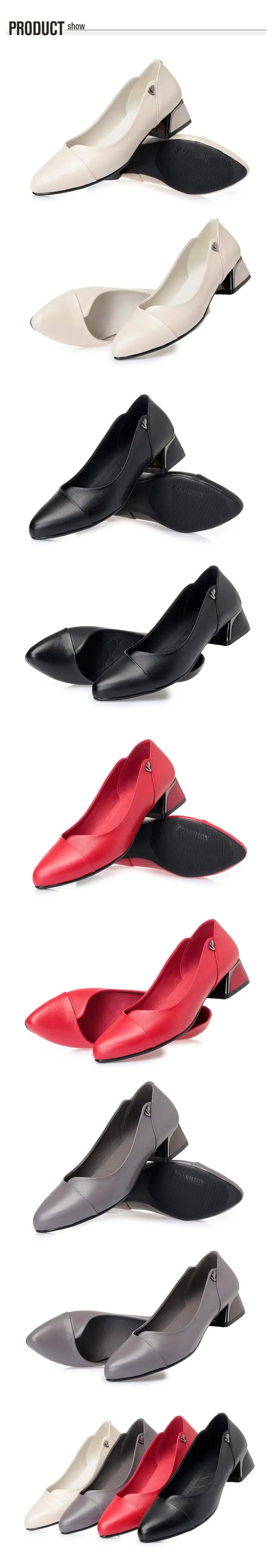 AIYUQI Chaussures Dress Cuir Véritable Rouge Femme 2024 – Bout Peu Profond Bureau Fashion