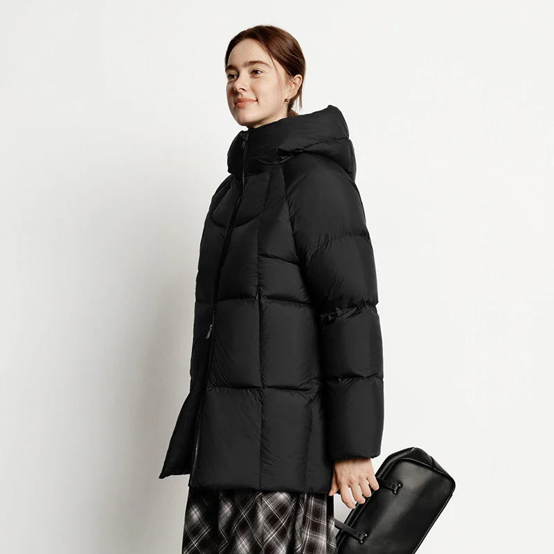 Doudoune Mi-Longue Femme Hiver 90% Duvet – Coupe Raglan Coupe-Vent Imperméable Chaude | Semir 2025
