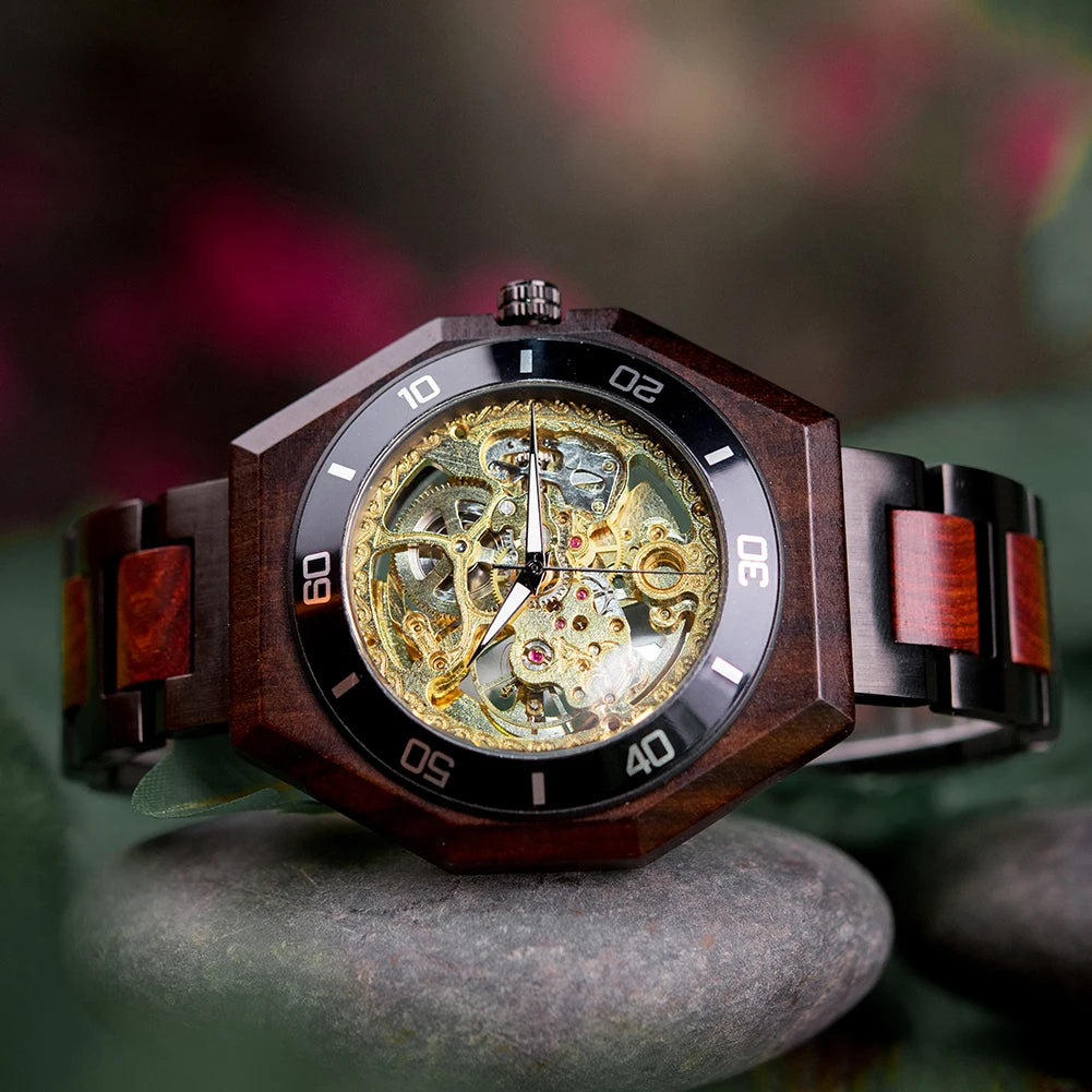 Montre Homme BOBO BIRD Bois Mécanique Luxe – Grand Cadran Top Brand Naturel Unique
