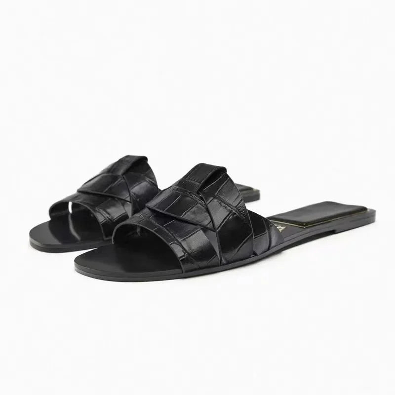 Mules Designer Couleur Unie Femme Été – Slippers Fashion Confortables Zapatos De Mujer