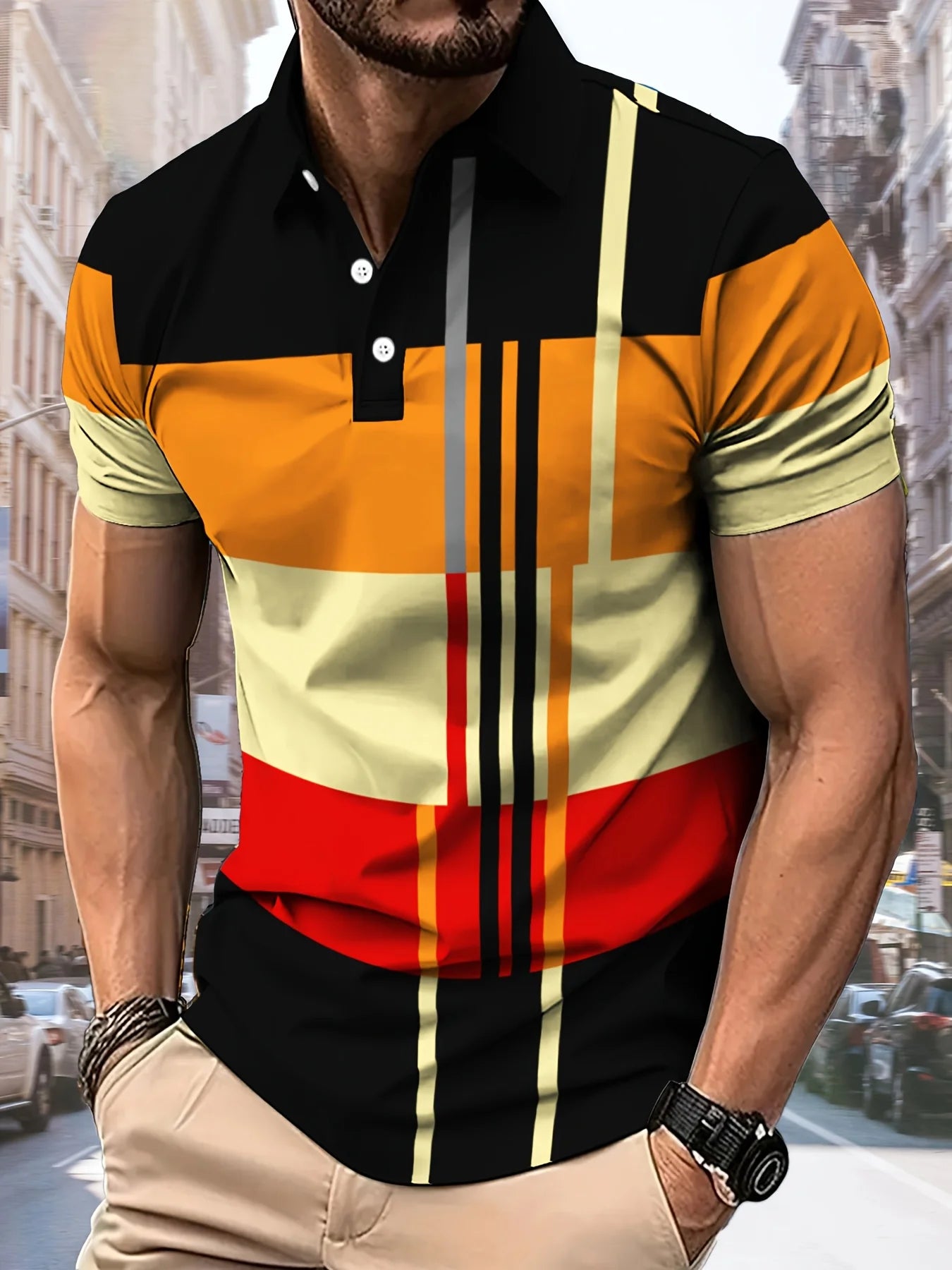 Herren Polo 3D Gestreift Lässig Atmungsaktiv 2025 – Mode Bequem Sommer Bedruckt