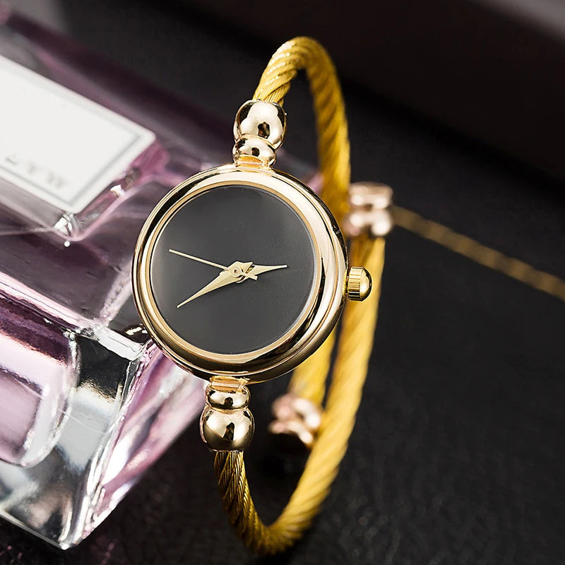 Montre Femme MAYZHISU Rétro Quartz Or – Bracelet Bangle Chaîne Acier Luxe Minimaliste