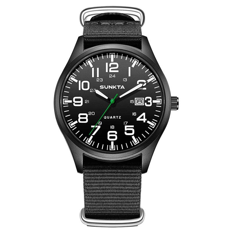Montre Homme SUNKTA Militaire Sport Luxe Quartz Date Nylon Cuir Lumineux Étanche – Fashion Tendance
