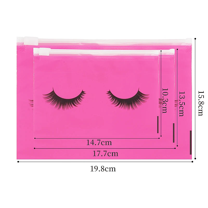 Pochettes Aftercare Extension Cils – Lot 10 Pcs avec Fermeture Éclair | Emballage Professionnel