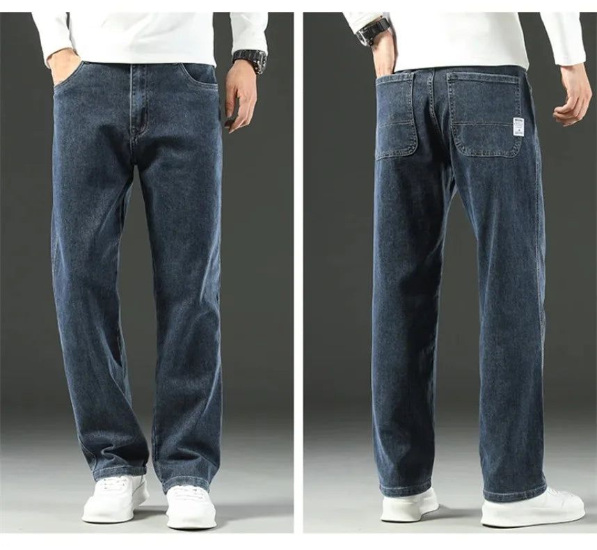 Herren Loose Straight Weites Bein Business Casual Bequem Vielseitig Frühling Herbst Elegant Zeitlos Fashion – Premium Wide Leg Business Casual Straight Jeans | Herren Denim Business Premium Mode