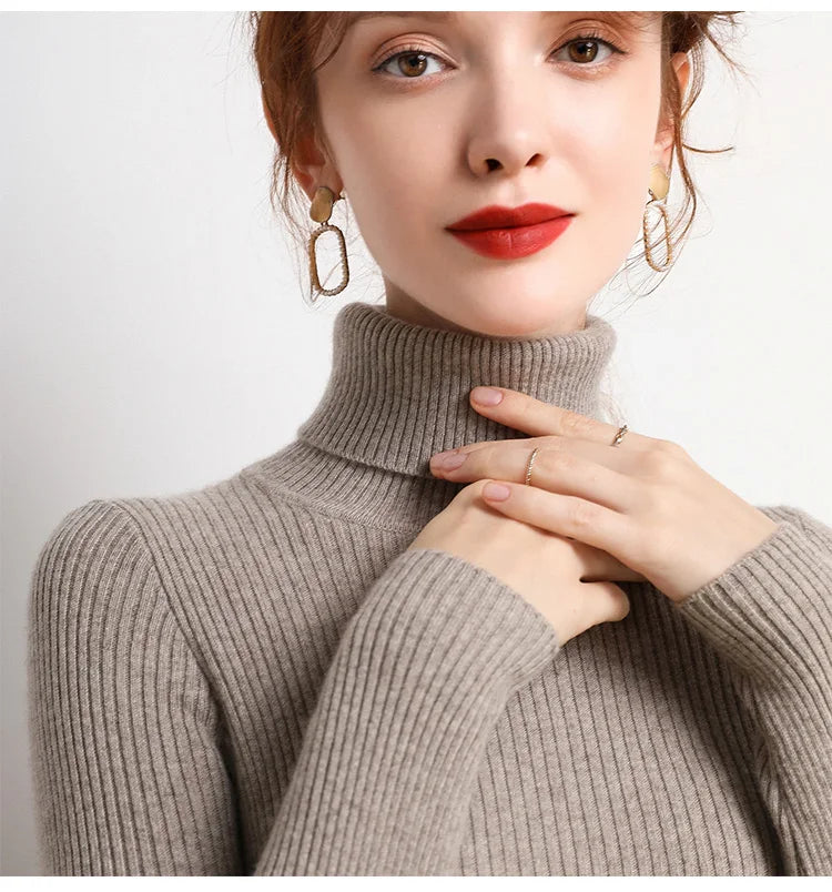 Pull Col Roulé Cachemire Ultra-Doux Femme - Tricot Basique Chic Automne Hiver | Heliar