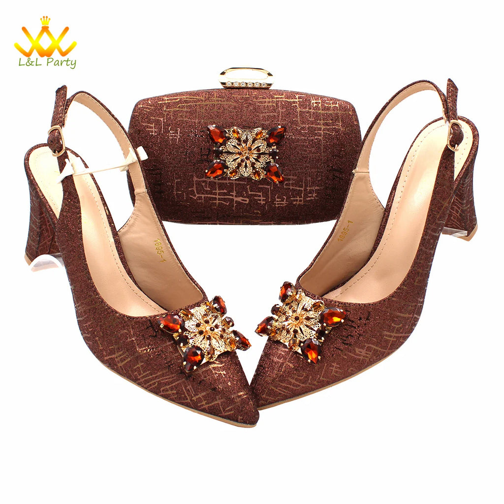 Ensemble Chaussures + Sac Italien Orange Cristal – Pumps Luxe Mariage Fête 2024