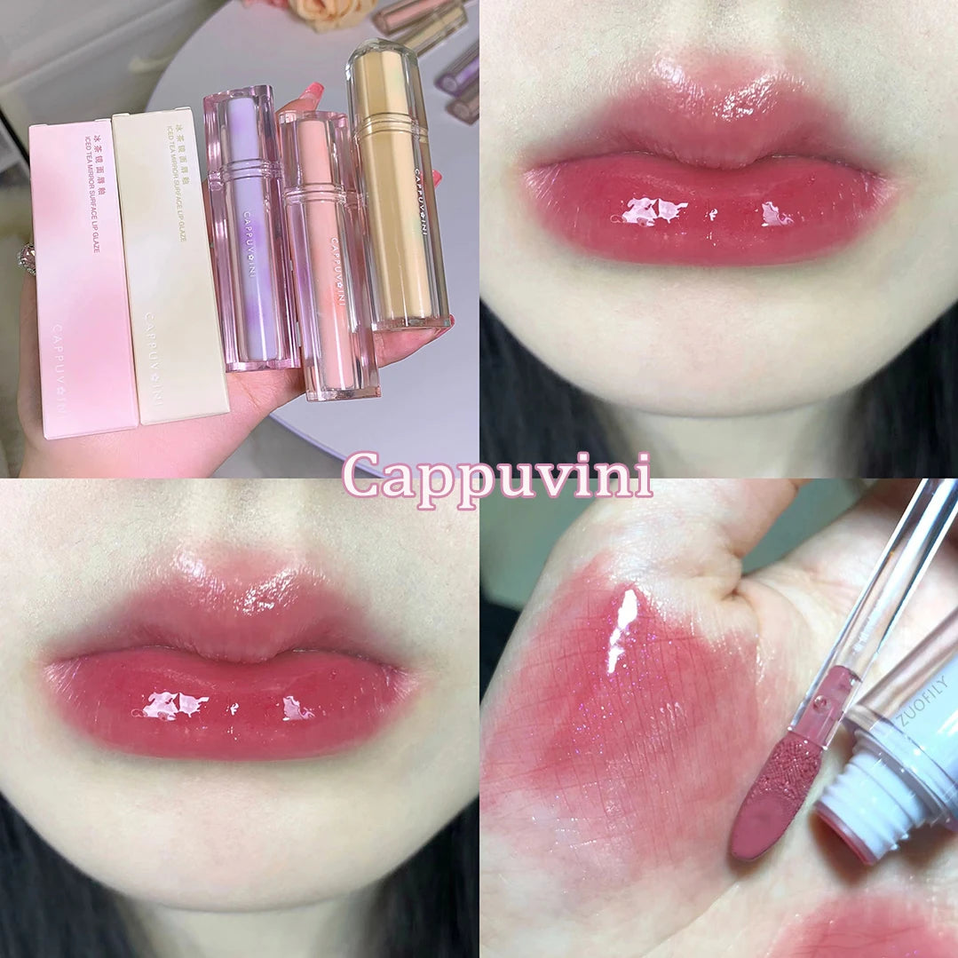 Gloss Miroir Iced Tea – Lip Glaze Jelly Transparent Waterproof | Rouge à Lèvres Liquide Effet Glacé