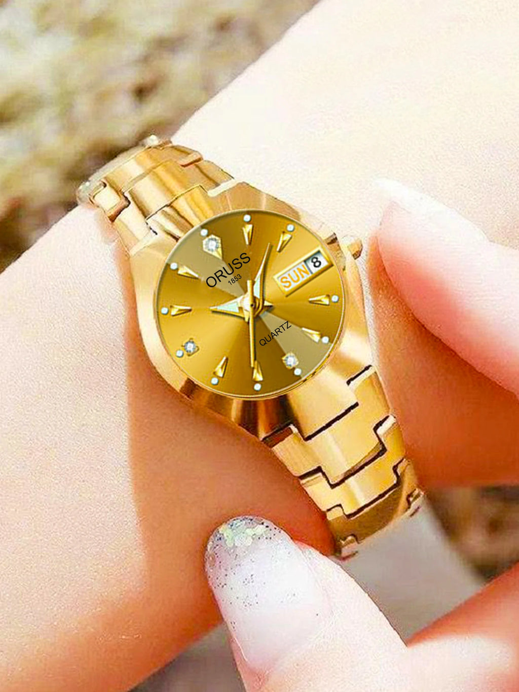 ORUSS Damen Armbanduhr Business Casual Luxus Edelstahl Quarz Datum Tag Wasserdicht 30M – Elegant Fashion