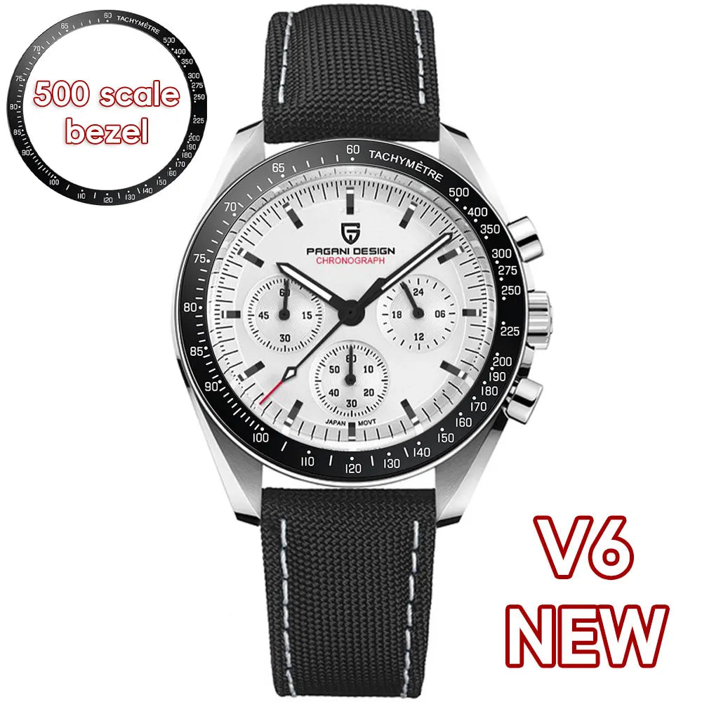 Montre Homme PAGANI DESIGN 2025 Lune Or Argent Quartz – Chronographe Saphir AR Date Auto
