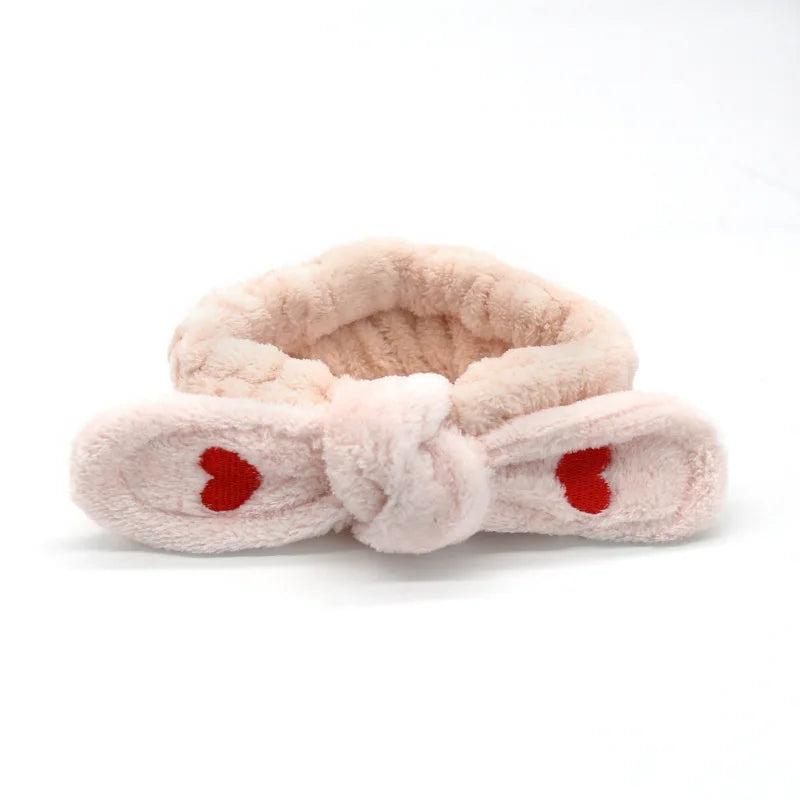 Bandeau Maquillage Oreilles de Lapin Coral Fleece – Élastique Doux | Soin Visage & Coiffure Fille